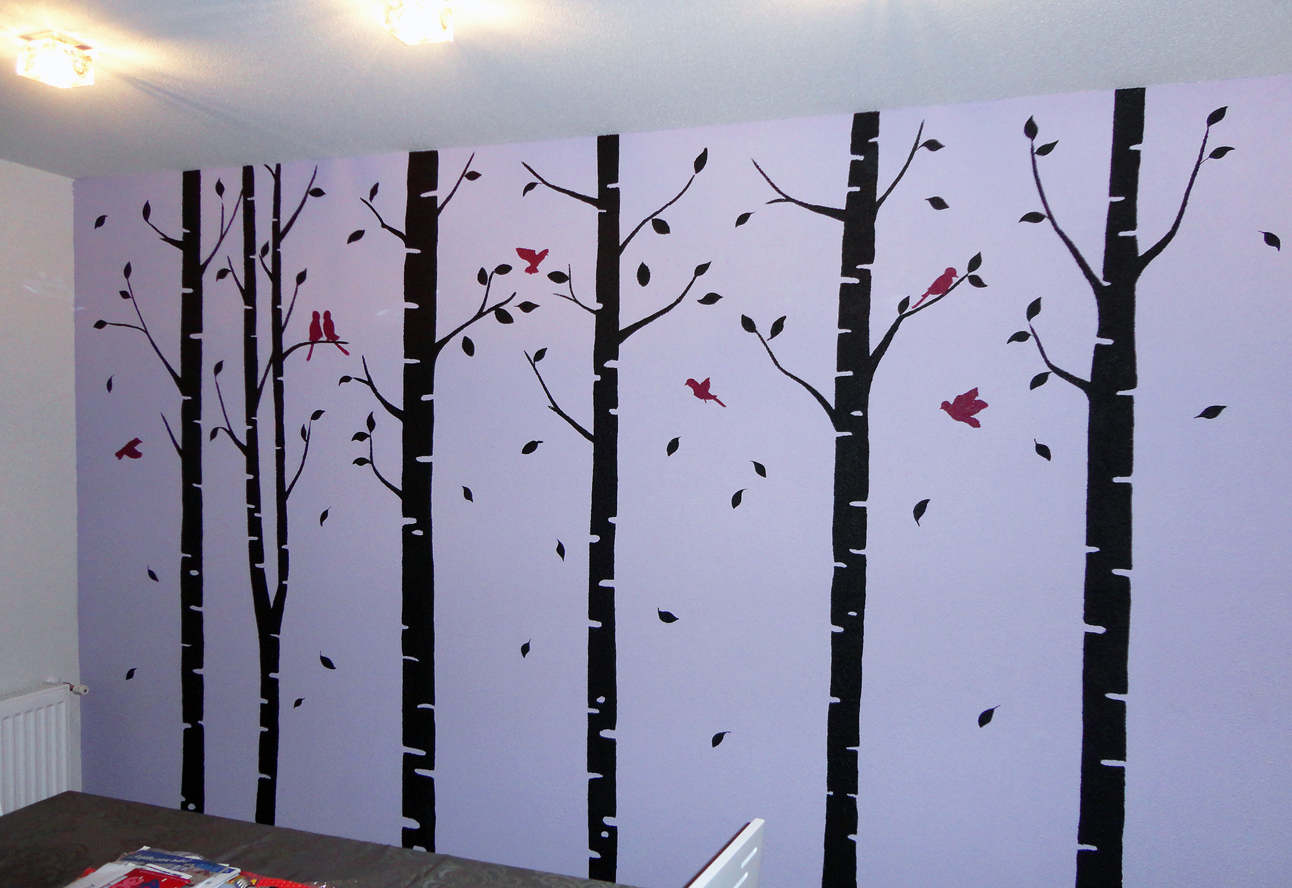 mural troncos de arboles para salon